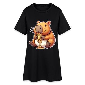 Capybara Pasta - Frauen T-Shirt-Kleid - Schwarz - Vorne