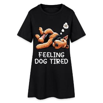 Se sentir fatigué par le chien Airedale Terrier Airedales - Robe T-shirt Femme - noir - Devant