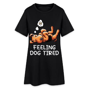 Se sentir fatigué par le chien Airedale Terrier Airedales - Robe T-shirt Femme - noir - Devant