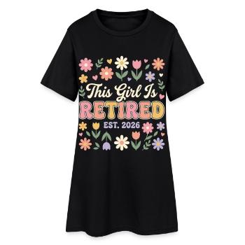 Denne pige er pensioneret Este 2026 Blomster - T-shirt kjole dame - sort - Foran