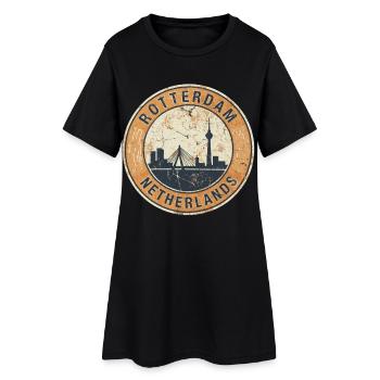 Rotterdam Néerlandais Skyline Vintage - Robe T-shirt Femme - noir - Devant