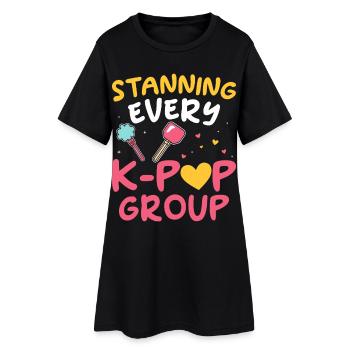 Soutenir tous les groupes de K-pop - Robe T-shirt Femme - noir - Devant