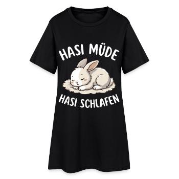 Hasi müde Hasi schlafen  - Frauen T-Shirt-Kleid - Schwarz - Vorne