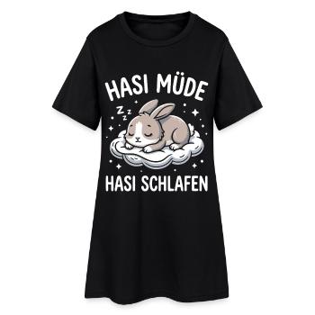 Lapin fatigué lapin endormi - Robe T-shirt Femme - noir - Devant