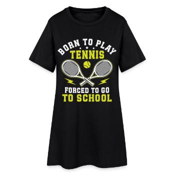 Né pour jouer au tennis forcé d'aller à l'école - Robe T-shirt Femme - noir - Devant
