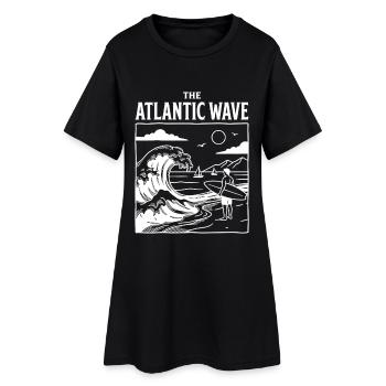 Atlantic Wave Surf Shirt Ocean Beach - Frauen T-Shirt-Kleid - Schwarz - Vorne