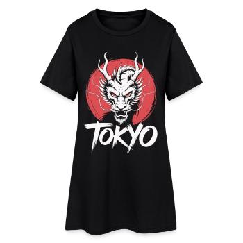 Tokyo Dragon Shirt style samouraï japonais streetwear - Robe T-shirt Femme - noir - Devant