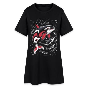 Chemise de baleine Orca Univers Mer - Robe T-shirt Femme - noir - Devant