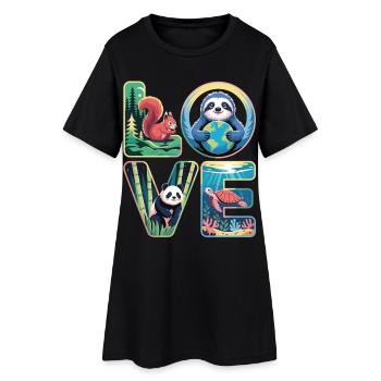 J’ADORE la nature Animaux Panda Tortue paresseuse - Robe T-shirt Femme - noir - Devant