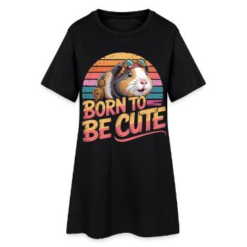 T-shirt Née pour être mignonne cochon d’Inde rétro - Robe T-shirt Femme - noir - Devant