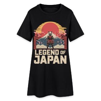 Japan Samurai Shirt Retro Sonne Kirschblüten - Frauen T-Shirt-Kleid - Schwarz - Vorne