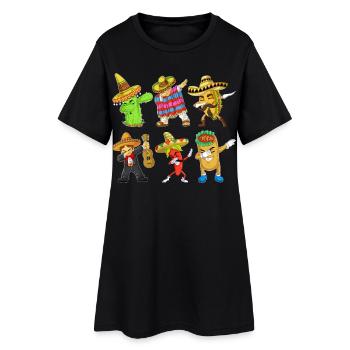 Cinco De Mayo Dabbing Charaktere Shirt - Frauen T-Shirt-Kleid - Schwarz - Vorne