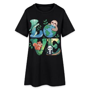 Nature Love Shirt Panda Tortue Paresseuse - Robe T-shirt Femme - noir - Devant