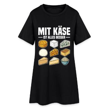 Mit Käse ist alles besser - Frauen T-Shirt-Kleid - Schwarz - Vorne