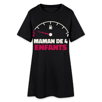 Maman de 4 Enfants Jauge Essence Humour Fatigue - Robe T-shirt Femme - noir - Devant