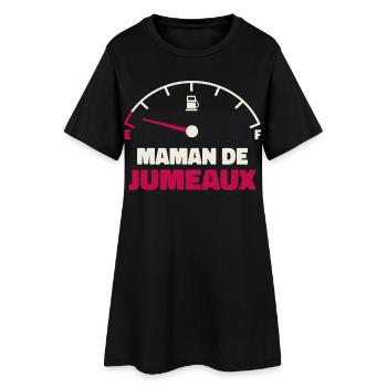 Maman de Jumeaux Jauge Essence Humour Fatigue  - Robe T-shirt Femme - noir - Devant