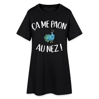 Ça Me Paon au Nez Paon Humour Jeu de Mot Animal - Robe T-shirt Femme - noir - Devant
