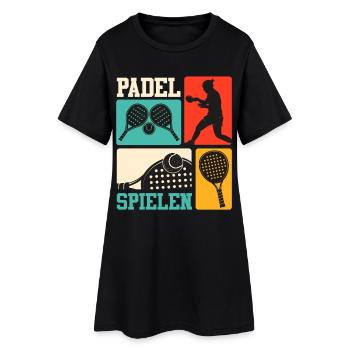 Padel Sport PLAY PADEL Lustiges - Frauen T-Shirt-Kleid - Schwarz - Vorne
