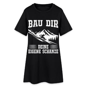 Rodel Piste BAU DIR DEINE EIGENE SCHANZE LUSTIG - Frauen T-Shirt-Kleid - Schwarz - Vorne
