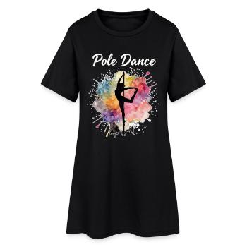 Pole Dance Silhouette – Aquarell Kunst Design - Frauen T-Shirt-Kleid - Schwarz - Vorne