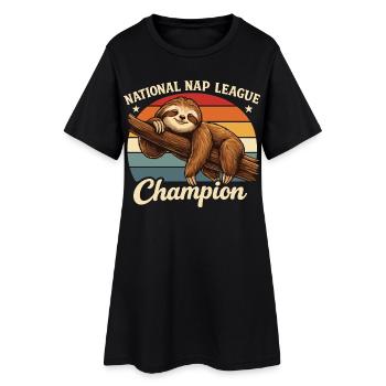 Nap Champion Sloth Shirt Funny Lazy Gift - Frauen T-Shirt-Kleid - Schwarz - Vorne
