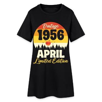 Anniversaire 70 ans Avril 1956 Cadeau Vintage - Robe T-shirt Femme - noir - Devant