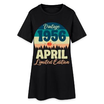 Anniversaire 70 ans Avril 1956 Cadeau Vintage - Robe T-shirt Femme - noir - Devant