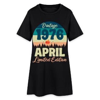 Anniversaire 50 ans Avril 1976 Cadeau Vintage - Robe T-shirt Femme - noir - Devant