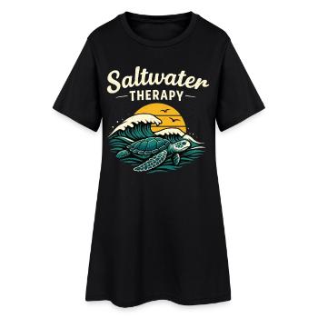 Saltwater Therapy Turtle Shirt Ocean Vibes - Women’s T-Shirt Dress - black - Front