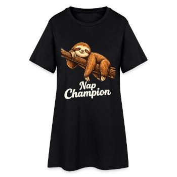 Nap Champion Sloth Shirt Funny Lazy Gift - Frauen T-Shirt-Kleid - Schwarz - Vorne