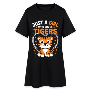Un joli design de tigre avec des cœurs et des étoiles - Robe T-shirt Femme - noir - Devant