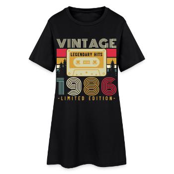 1986 Vintage Rétro Cadeau D'anniversaire - Robe T-shirt Femme - noir - Devant