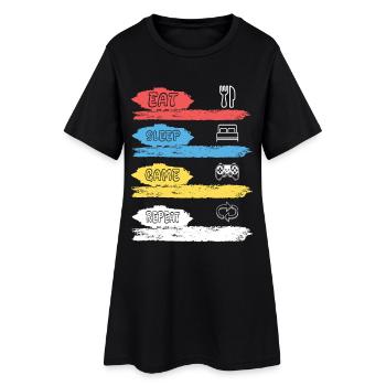 JEU DE MANGER ET DORS RÉPÉTER - V2 - Robe T-shirt Femme - noir - Devant