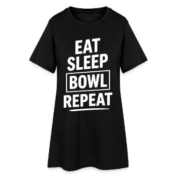 Manger Dormir Bol Répéter Bowling Fan de Sport - Robe T-shirt Femme - noir - Devant