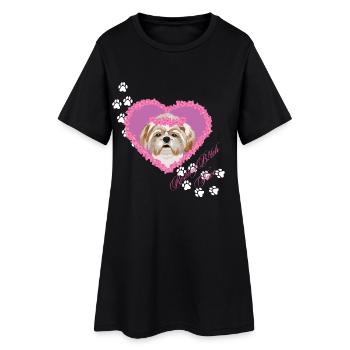 Visage de au repos Shih Tzu - Robe T-shirt Femme - noir - Devant