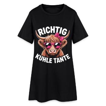 Richtig kuhle Tante – Lustiger Kuh Wortwitz - Frauen T-Shirt-Kleid - Schwarz - Vorne