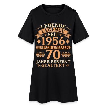 Jahrgang 1956 – 70 Jahre perfekt gealtert - Frauen T-Shirt-Kleid - Schwarz - Vorne