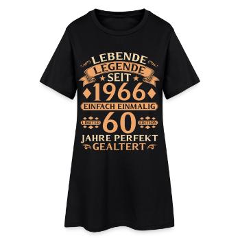 Jahrgang 1966 – 60 Jahre perfekt gealtert - Frauen T-Shirt-Kleid - Schwarz - Vorne