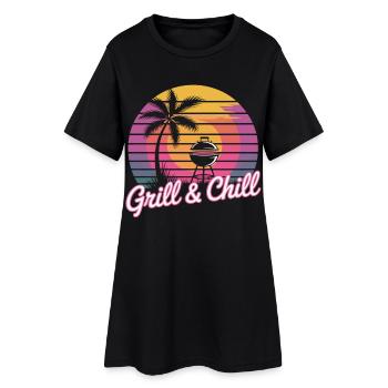Grill & Chill T-shirt Barbecue Barbecue Été rétro - Robe T-shirt Femme - noir - Devant