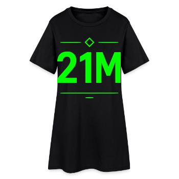 21M Bitcoin Schriftzug Neon Grün Motiv Limit - Frauen T-Shirt-Kleid - Schwarz - Vorne