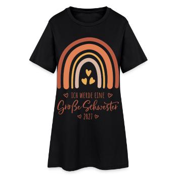 Ich werde eine Große Schwester 2027 Regenbogen - Frauen T-Shirt-Kleid - Schwarz - Vorne