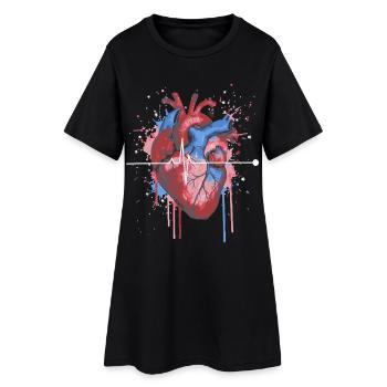 Aquarelle ECG anatomique cardiaque - Robe T-shirt Femme - noir - Devant