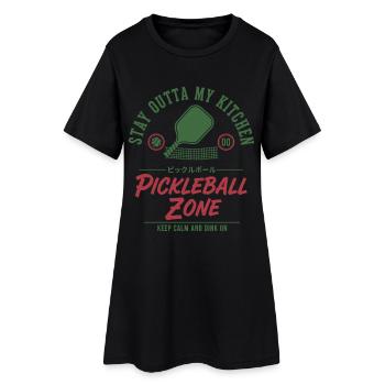 Joueur drôle de pickleball : reste hors de ma zone de cuisine - Robe T-shirt Femme - noir - Devant