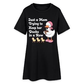 Maman essaie de garder ses canards en ligne - Robe T-shirt Femme - noir - Devant