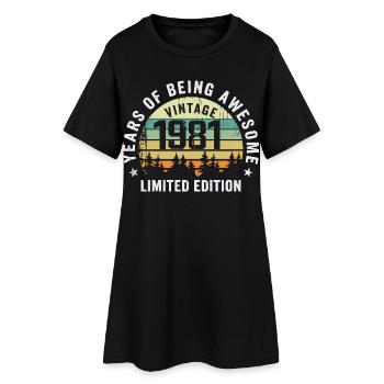 Legendär seit 1981, Vintage Edition 1981 Retro - Frauen T-Shirt-Kleid - Schwarz - Vorne