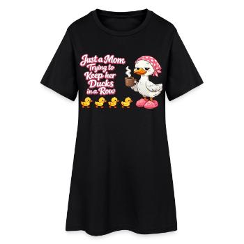 Maman essaie de garder ses canards en ligne - Robe T-shirt Femme - noir - Devant