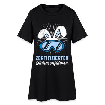 Skifahren ZERTIFIZIERTER SKIHASENFÄRER LUSTIG - Frauen T-Shirt-Kleid - Schwarz - Vorne