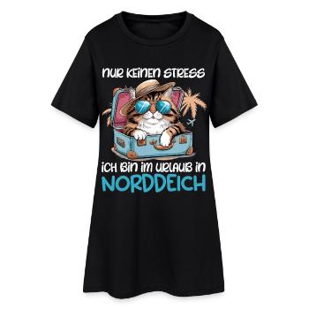 Nordsee NUR KEIN STRESS BIN IM URLAUB AN DER - Frauen T-Shirt-Kleid - Schwarz - Vorne