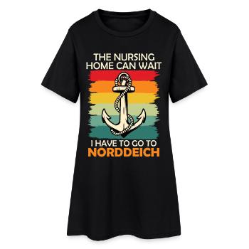 Grand-père, LA MAISON DE RETRAITE PEUT ATTENDRE, JE VAIS À NORDDEICH - Robe T-shirt Femme - noir - Devant