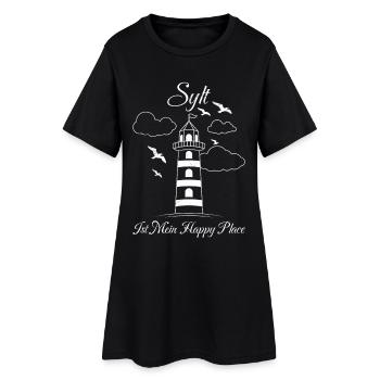 Nordsee Urlaub SYLT IST MEIN HAPPY PLACE Lustig - Frauen T-Shirt-Kleid - Schwarz - Vorne